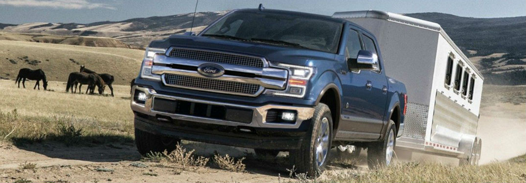 2019 Ford F-150 exterior front fascia and drivers side towing trailer