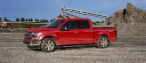 Race Red 2019 Ford F-150 exterior front fascia and drivers side