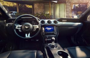 2019 Ford Mustang interior front cabin steering wheel and dashboard