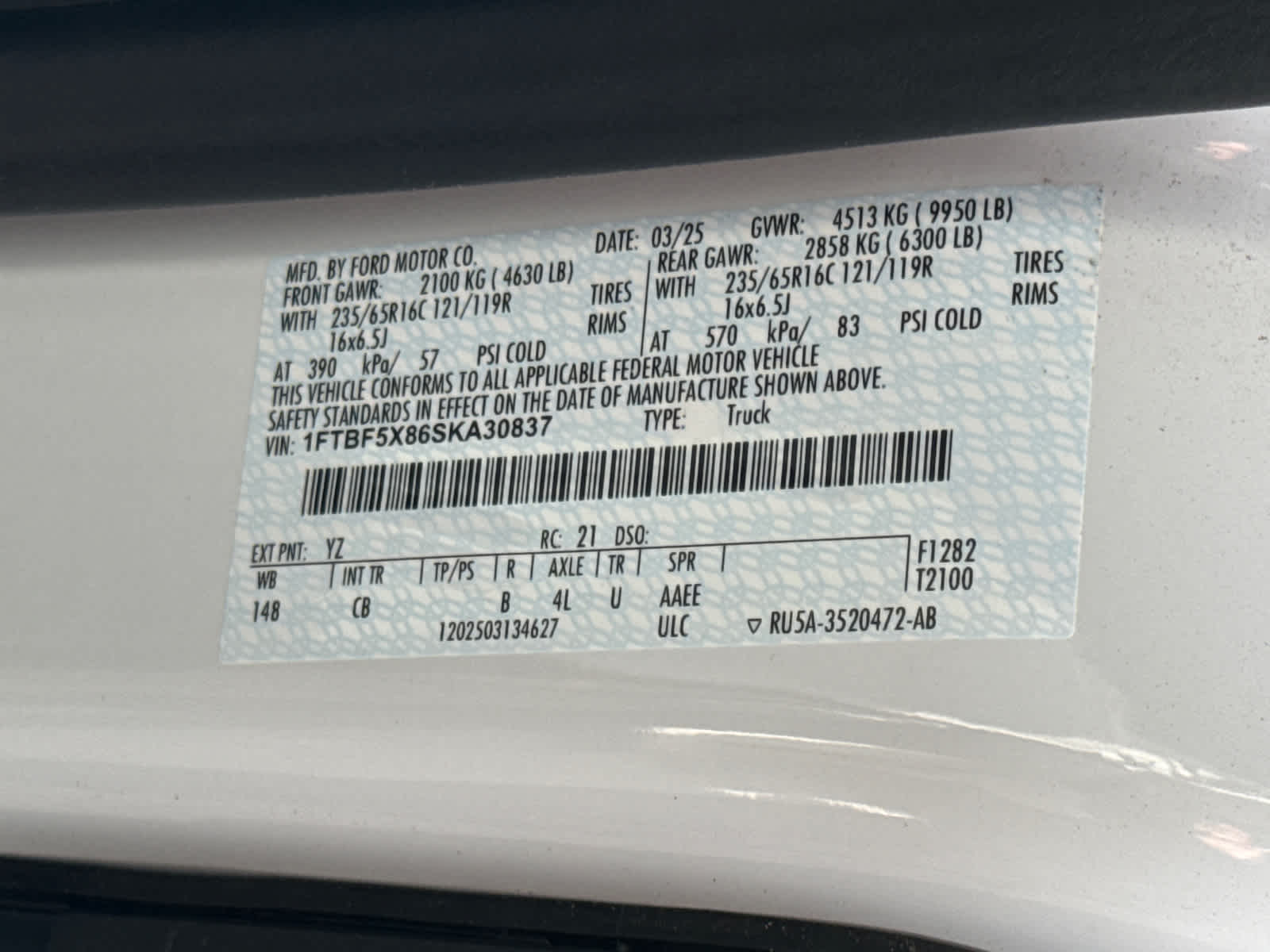 2025 Ford Transit T-350 148" Hi Rf 9950 GVWR RWD