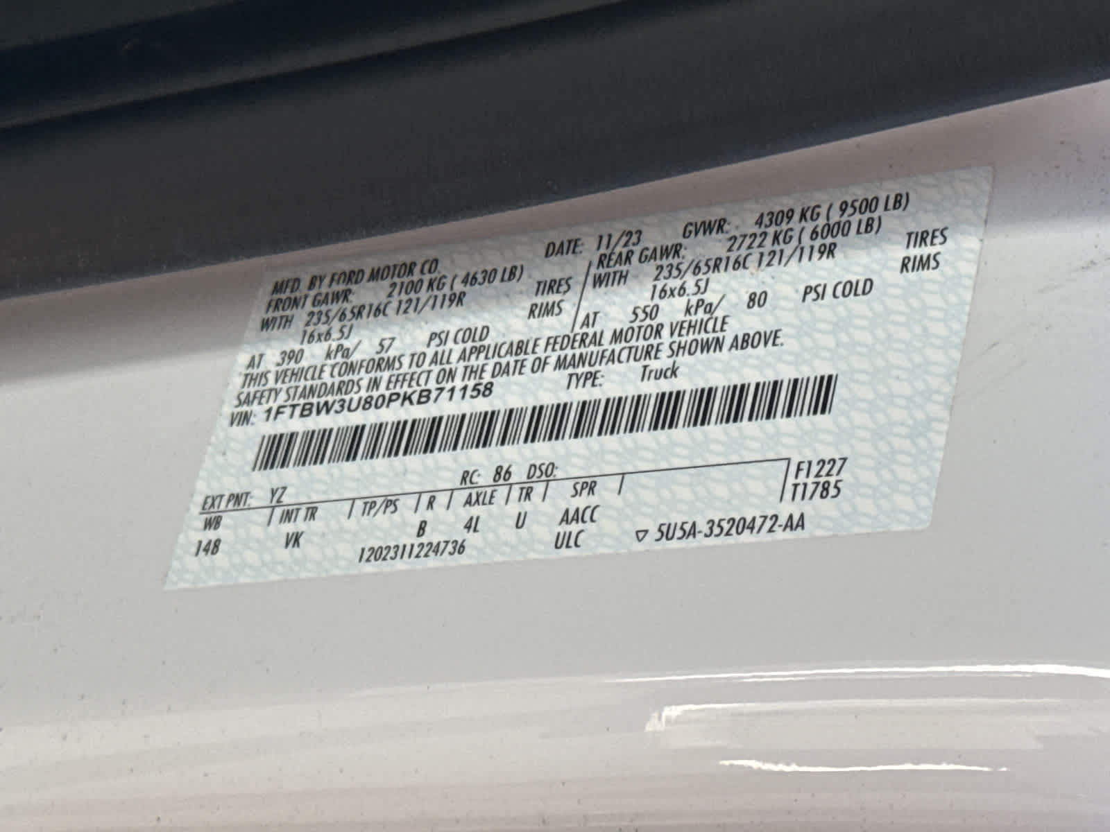 2023 Ford Transit T-350 148" EL Hi Rf 9500 GVWR AWD