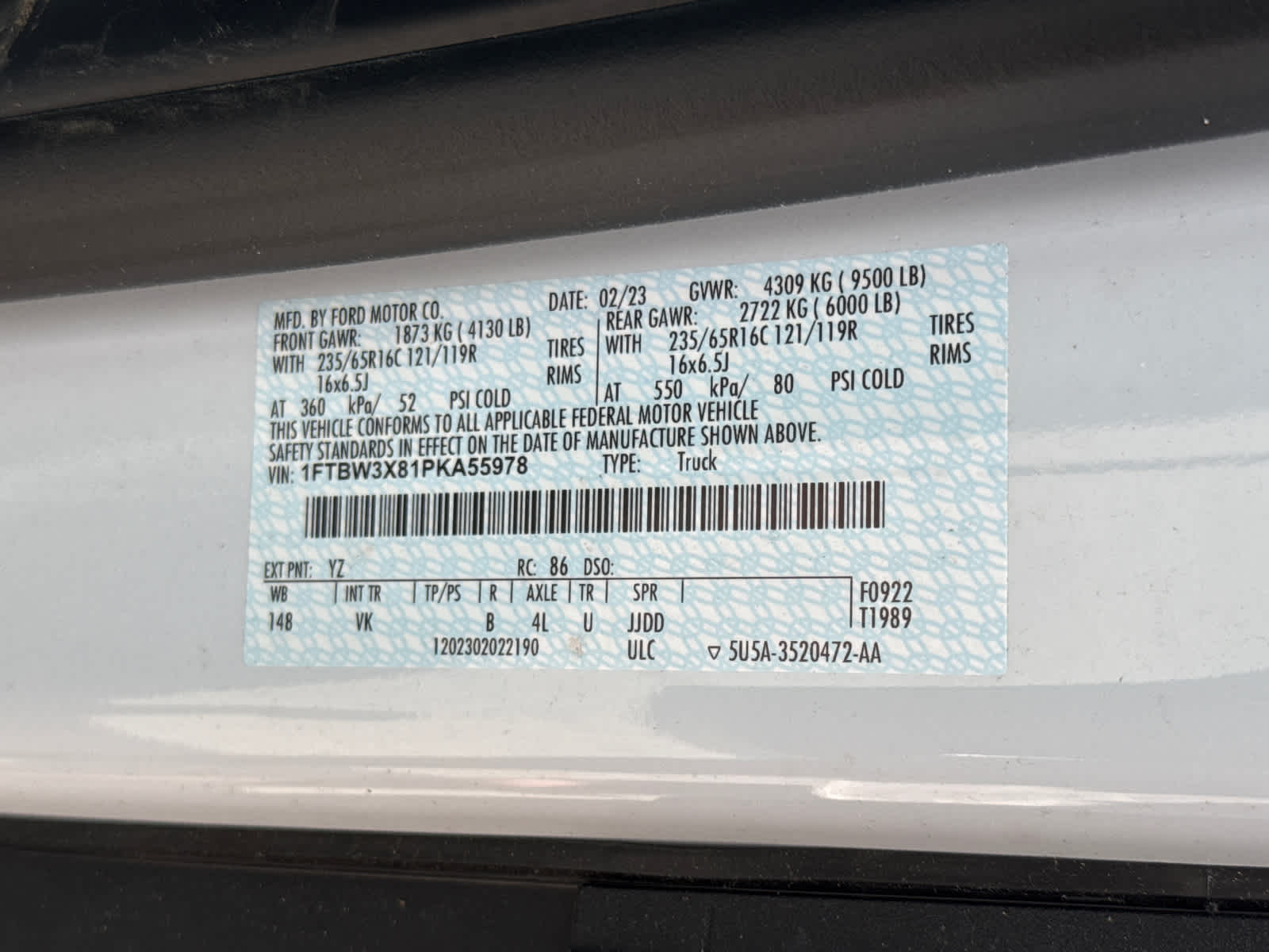 2023 Ford Transit T-350 148" EL Hi Rf 9500 GVWR RWD