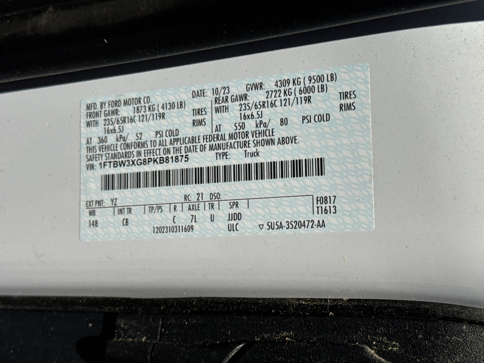 2023 Ford Transit T-350 148" EL Hi Rf 9500 GVWR RWD