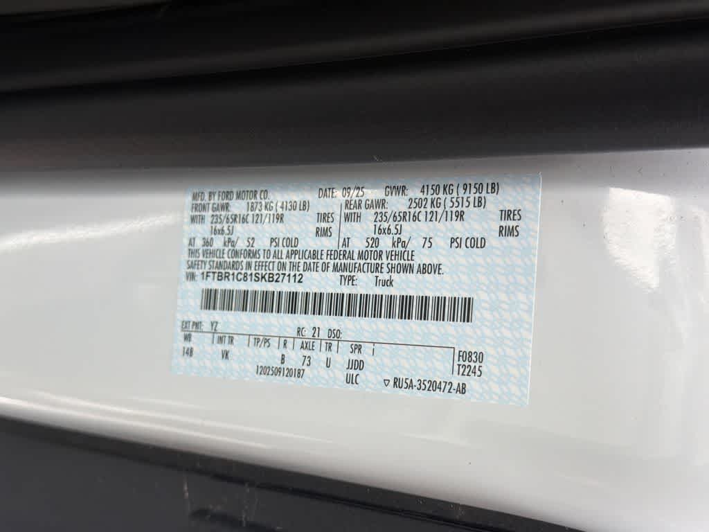 2025 Ford Transit Cargo Van T-250 148" Med Rf 9070 GVWR RWD