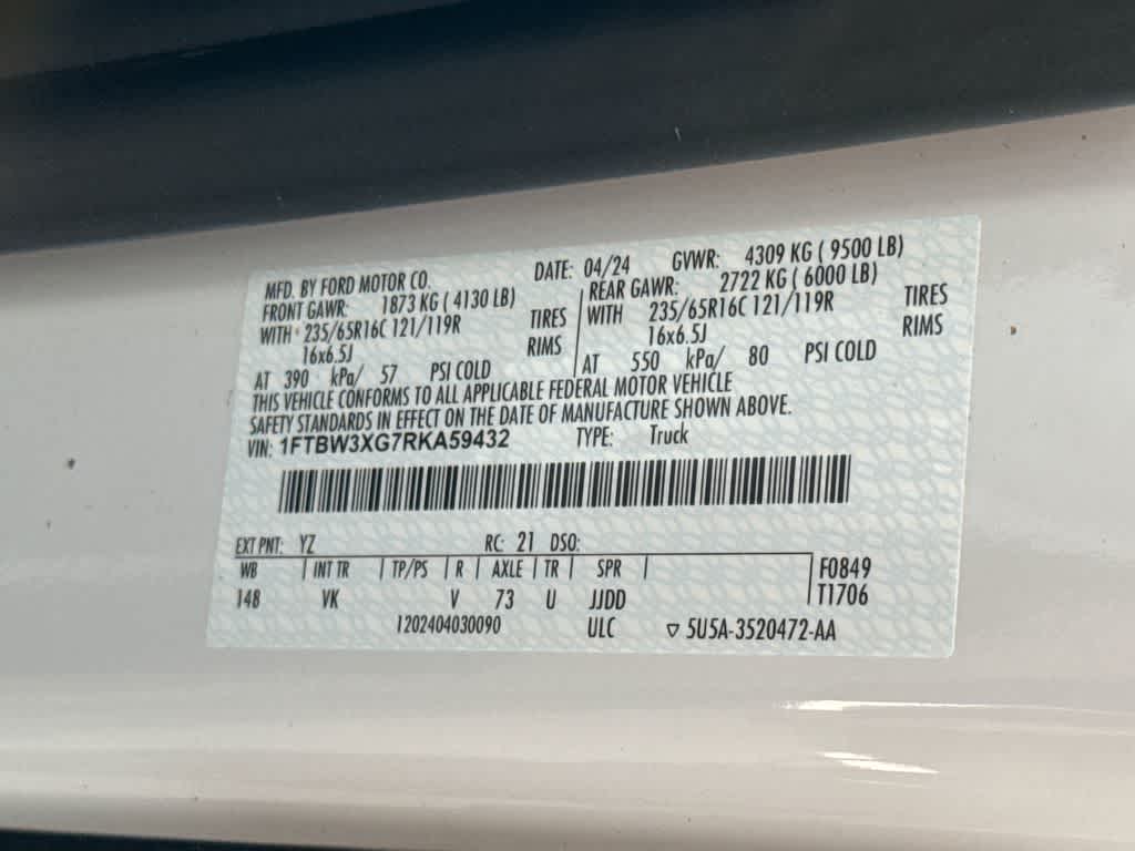 2024 Ford Transit Cargo Van T-350 148" EL Hi Rf 9500 GVWR RWD