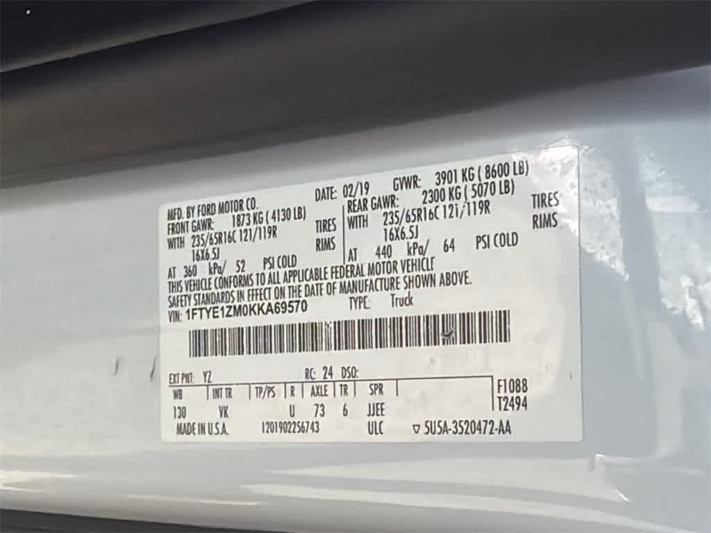 2019 Ford Transit 130 WB Low Roof Cargo