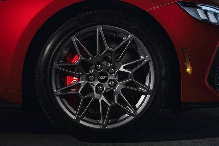 2024 Ford Mustang® model with a close-up of a wheel and brake caliper | Wade Ford in Smyrna GA